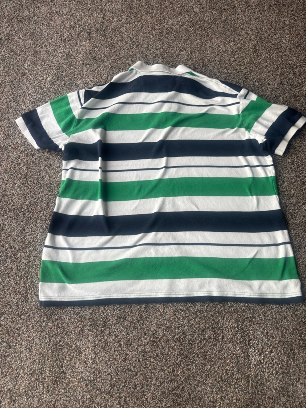 Nautica Green Navy White Striped Polo Shirt XL men golf collar button - Picture 5 of 5